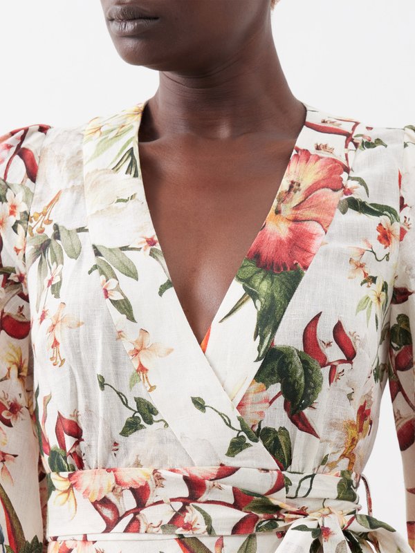 Zimmermann Lexi floral-print wrap linen mini dress