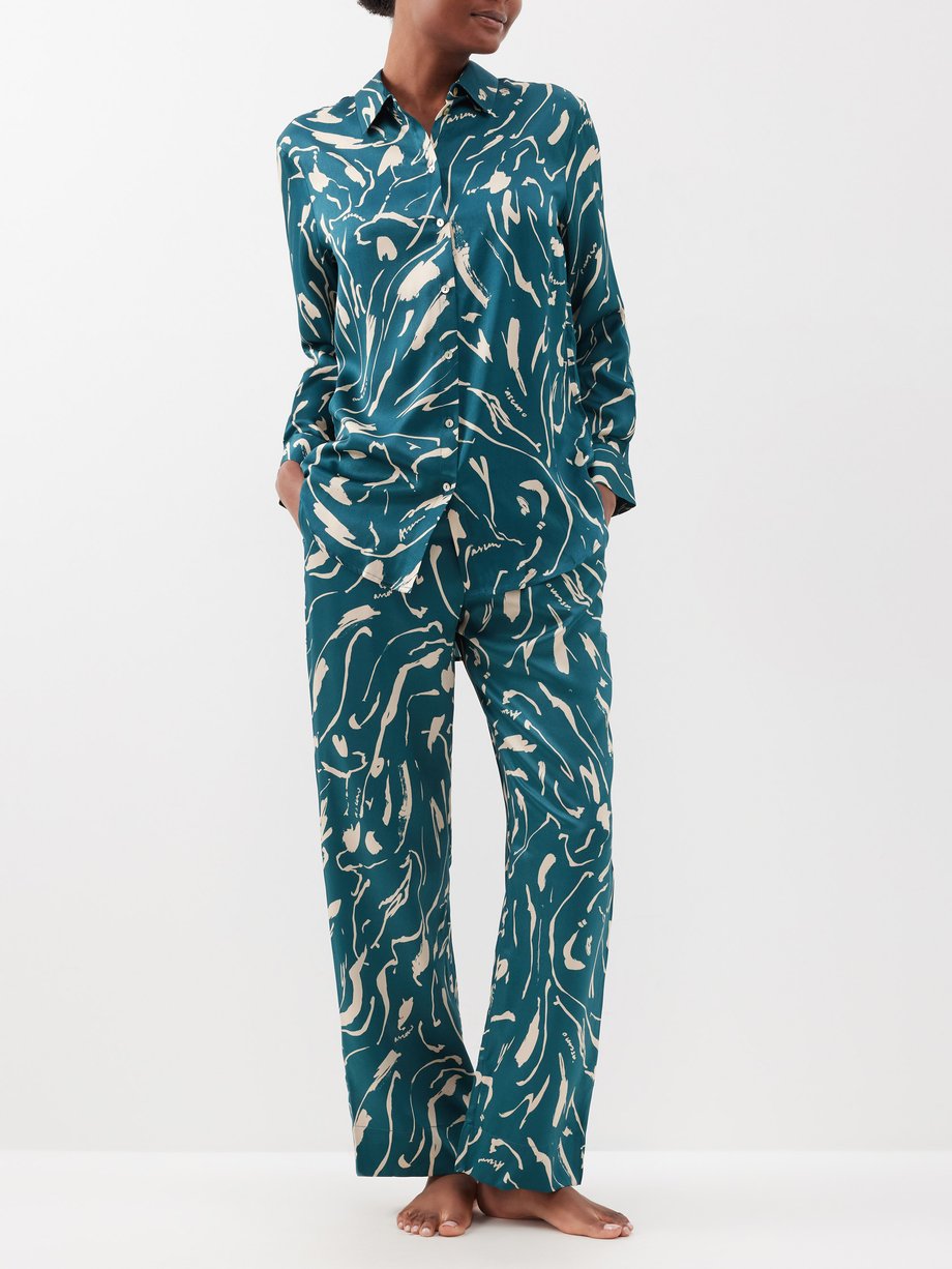 London silk pajama pants in multicoloured - Asceno