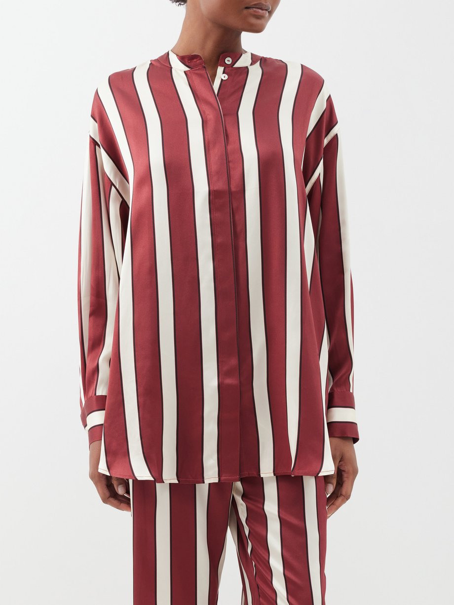 Asceno Mantera striped-silk pyjama shirt