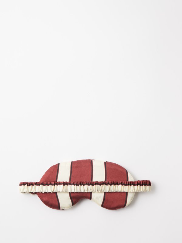 Red London striped silk satin eye mask Asceno MATCHES UK