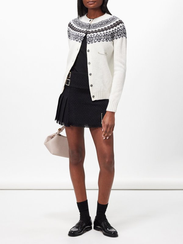Le Kilt Coco frayed-edge pleated wool-gabardine mini skirt