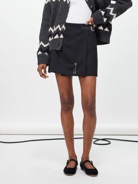 Le Kilt Micro Wrap buckled wool-gabardine mini skirt