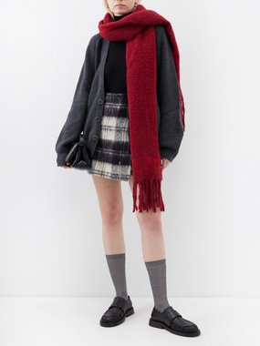 Le Kilt Mini checked wool-blend wrap skirt