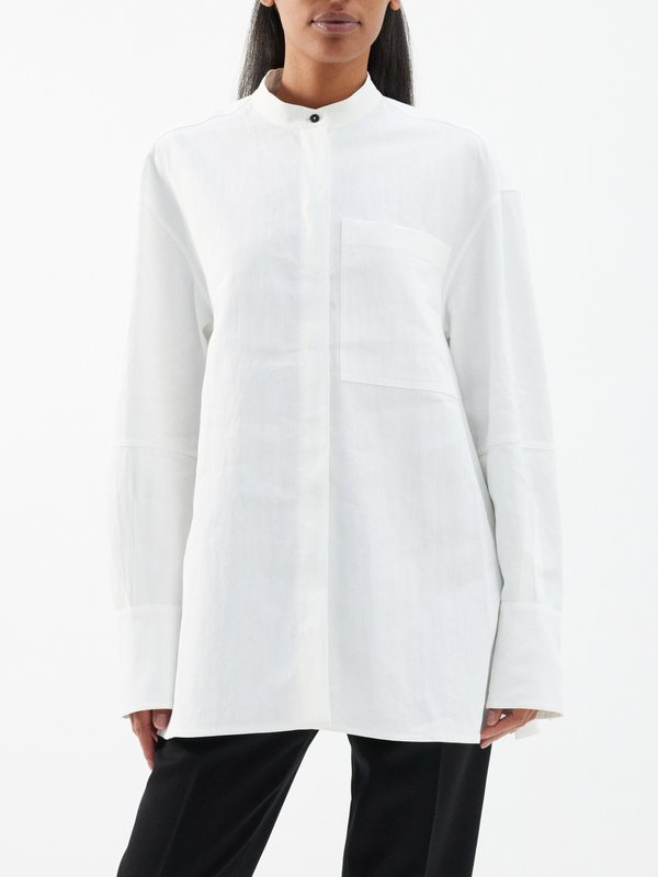 Jil Sander Stand-collar linen shirt