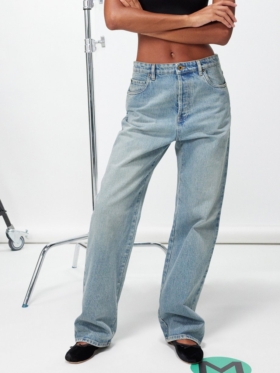 Blue Stonewashed relaxed-leg jeans | Miu Miu | MATCHES UK
