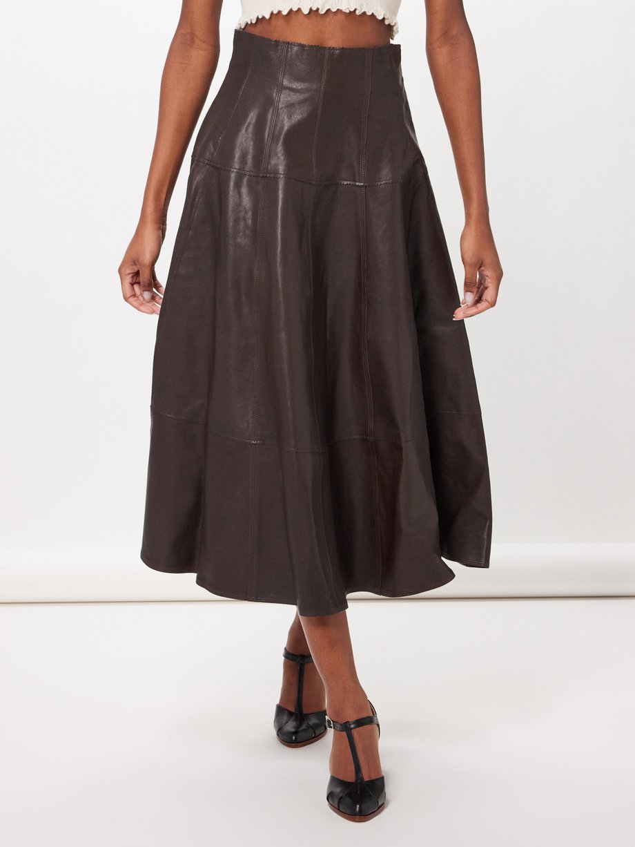 Ulla Johnson Francesca high-rise leather midi skirt