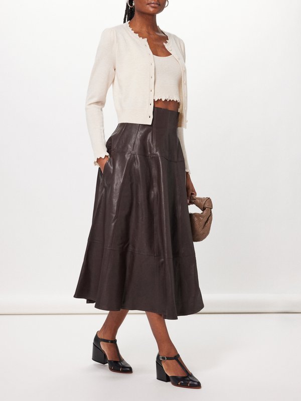 Ulla Johnson Francesca high-rise leather midi skirt