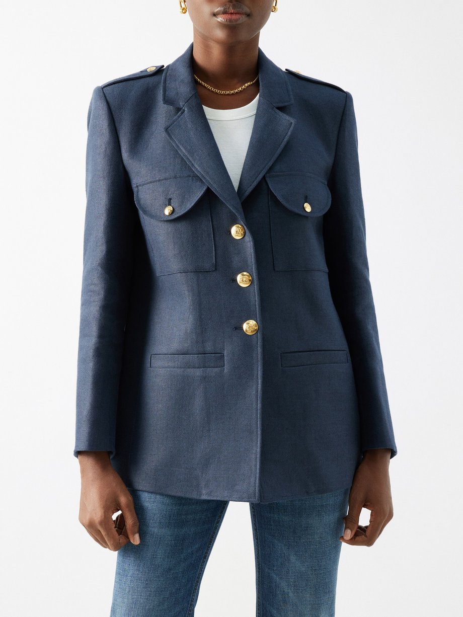 Navy Clarity flap pocket linen blazer | Blazé Milano | MATCHES UK