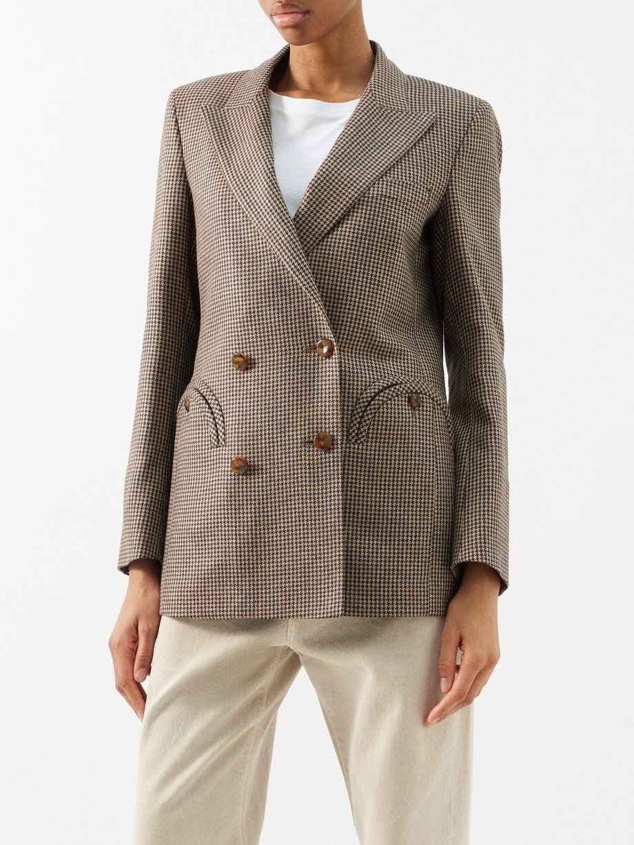 Brown Ambra double-breasted silk jacket | Blazé Milano | MATCHES UK