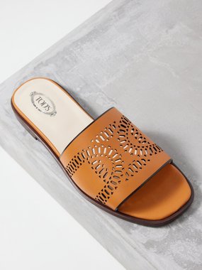Tod's Kate laser-cut leather flat sandals