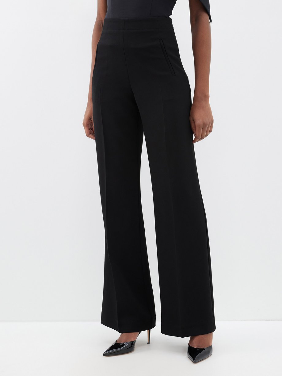 Black Stretch tailored double-faced trousers | Roland Mouret | MATCHES UK