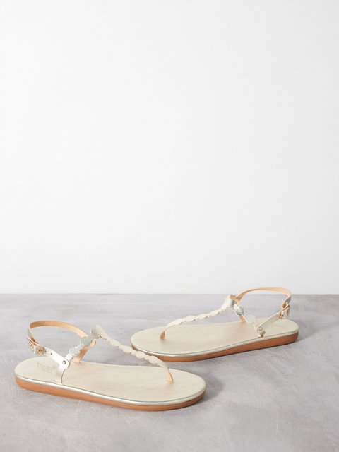 Tustin Spears Metallic Leather Flat Sandals