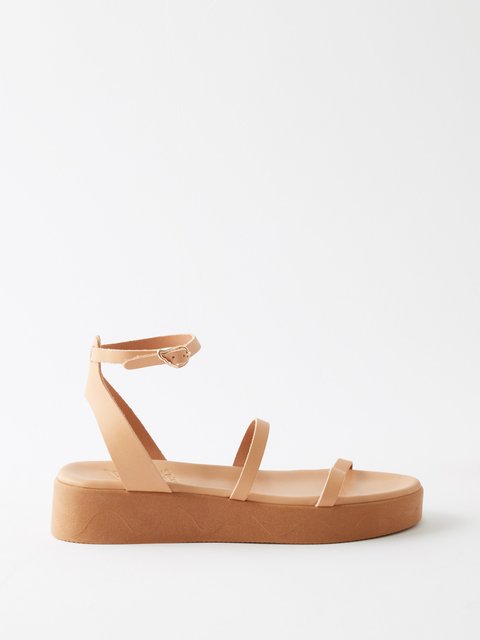 Beige Nissida leather flatform sandals Ancient Greek Sandals