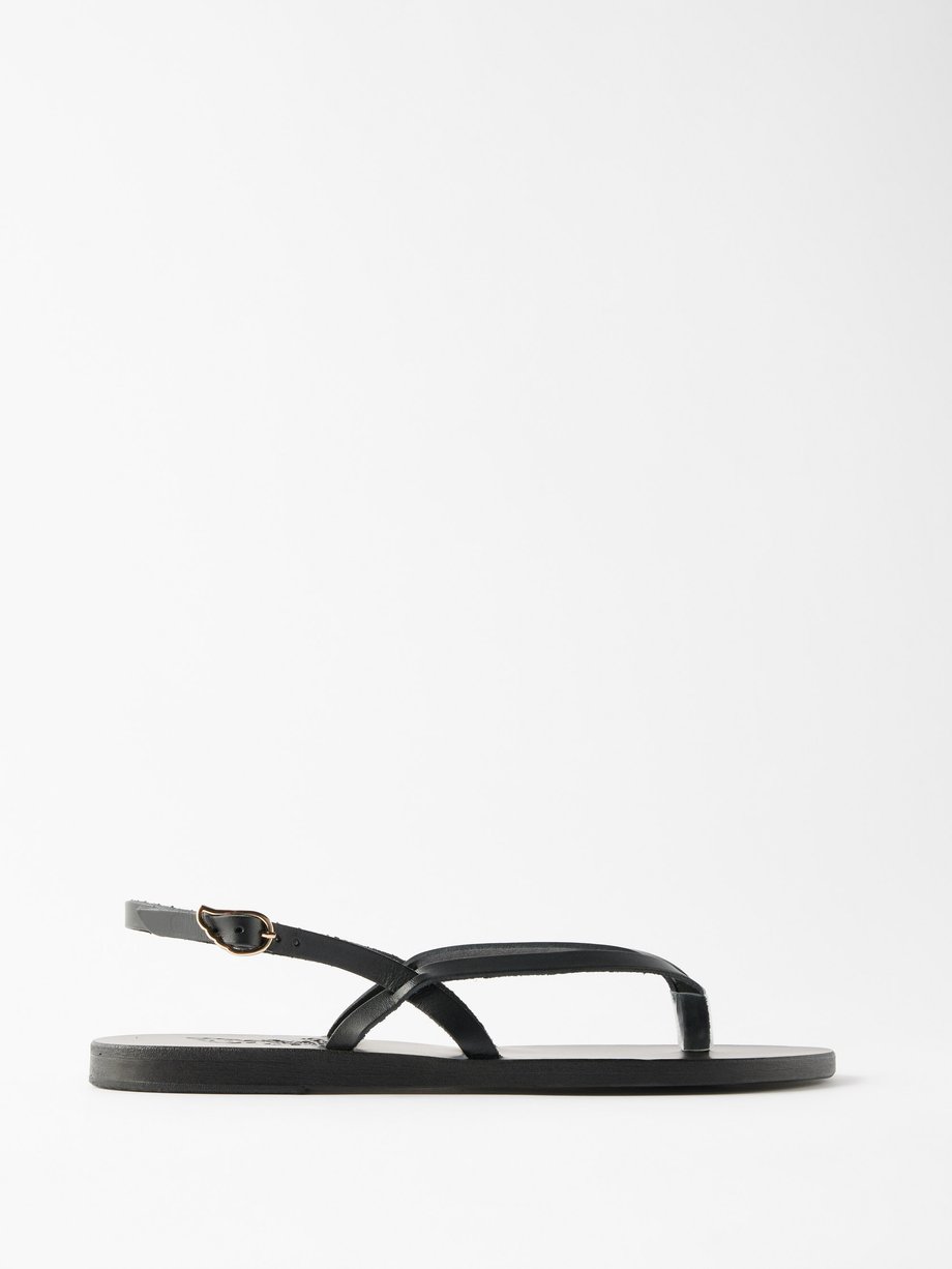 Black Synthesis leather flat sandals | Ancient Greek Sandals | MATCHES UK