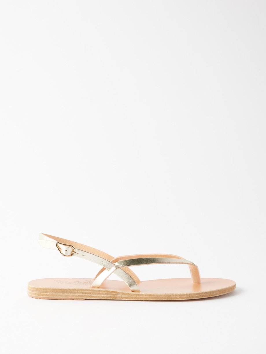 Ancient Greek Sandals Synthesis metallic-leather flat sandals