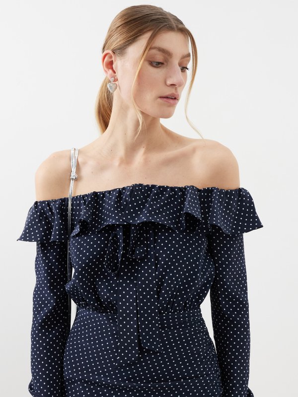 Alessandra Rich Polka dot-print silk-crepe mini dress