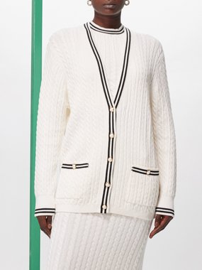 Alessandra Rich Cable-knit cotton cardigan