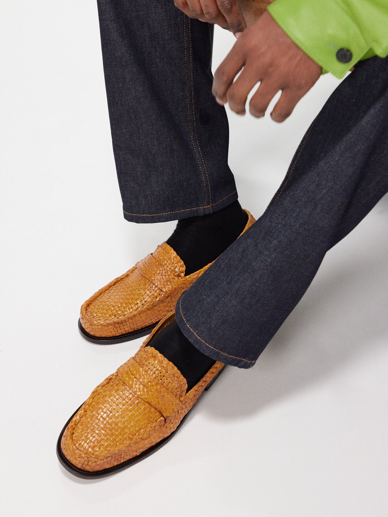 Loom woven-leather loafers