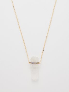 Jia Jia Sapphire, quartz & 14kt gold necklace