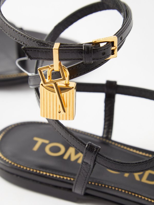 Tom Ford Padlock leather flat sandals