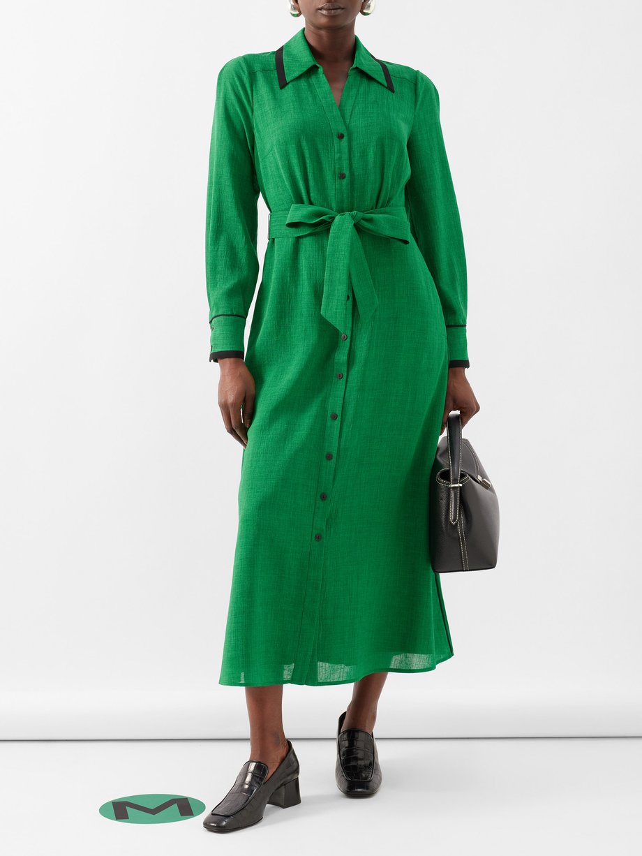 Green The Fallon belted voile shirt dress | Cefinn | MATCHES UK