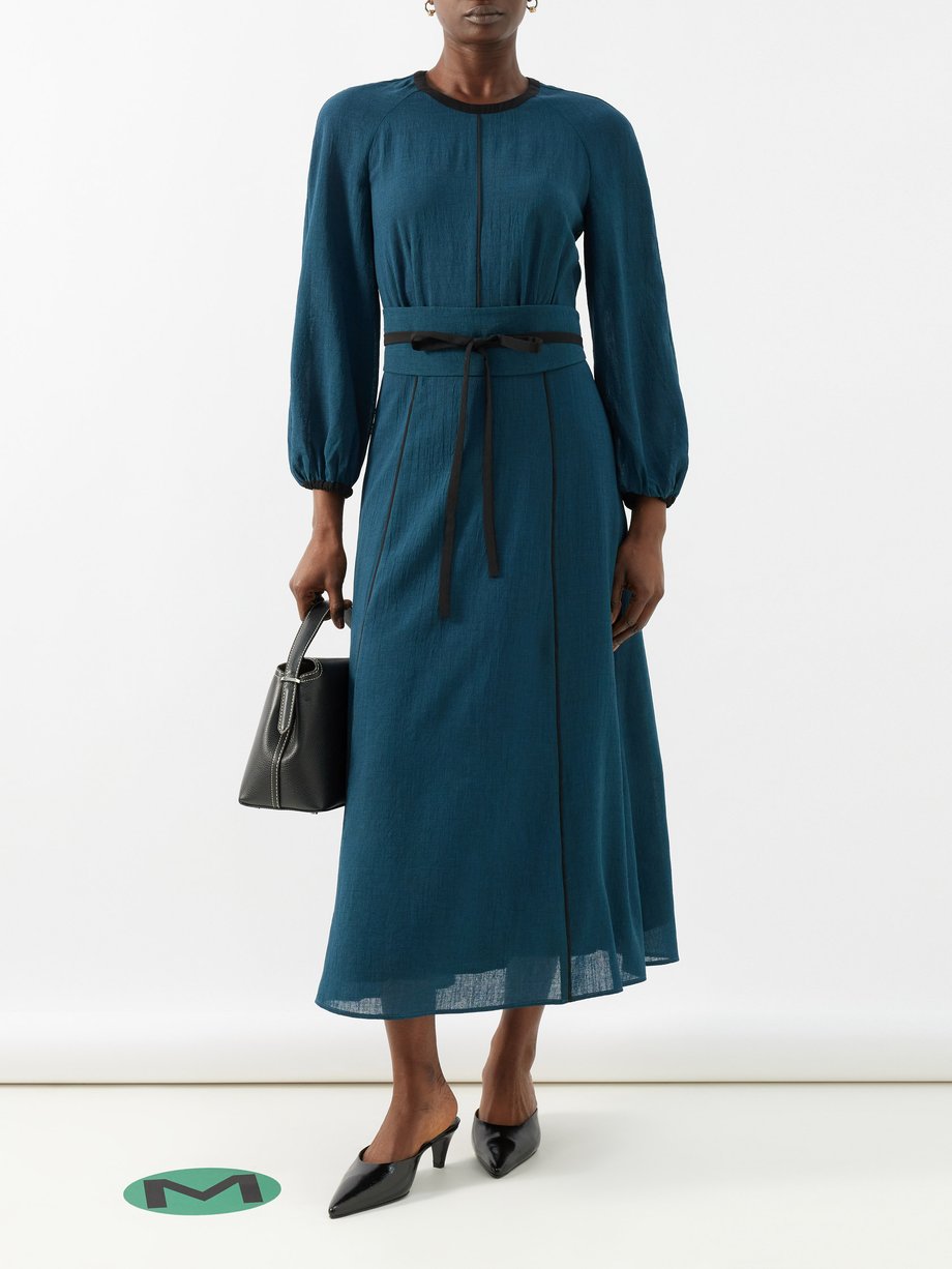 Blue The Rosie belted voile midi dress | Cefinn | MATCHES UK