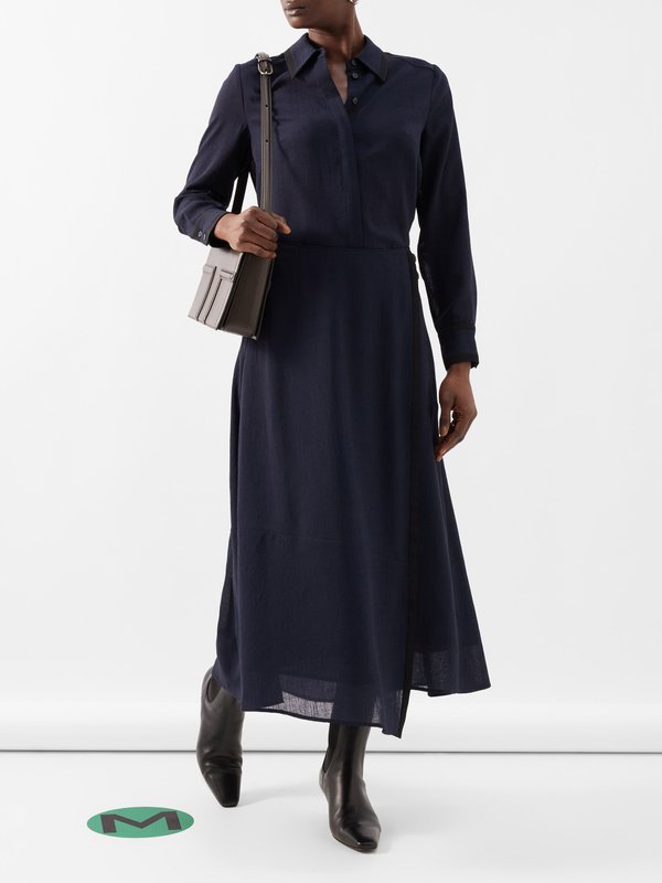 Navy The Sonia voile midi skirt Cefinn MATCHES UK