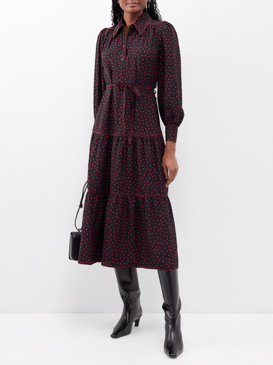Black Franklin polka-dot twill shirt dress | Cefinn | MATCHESFASHION UK