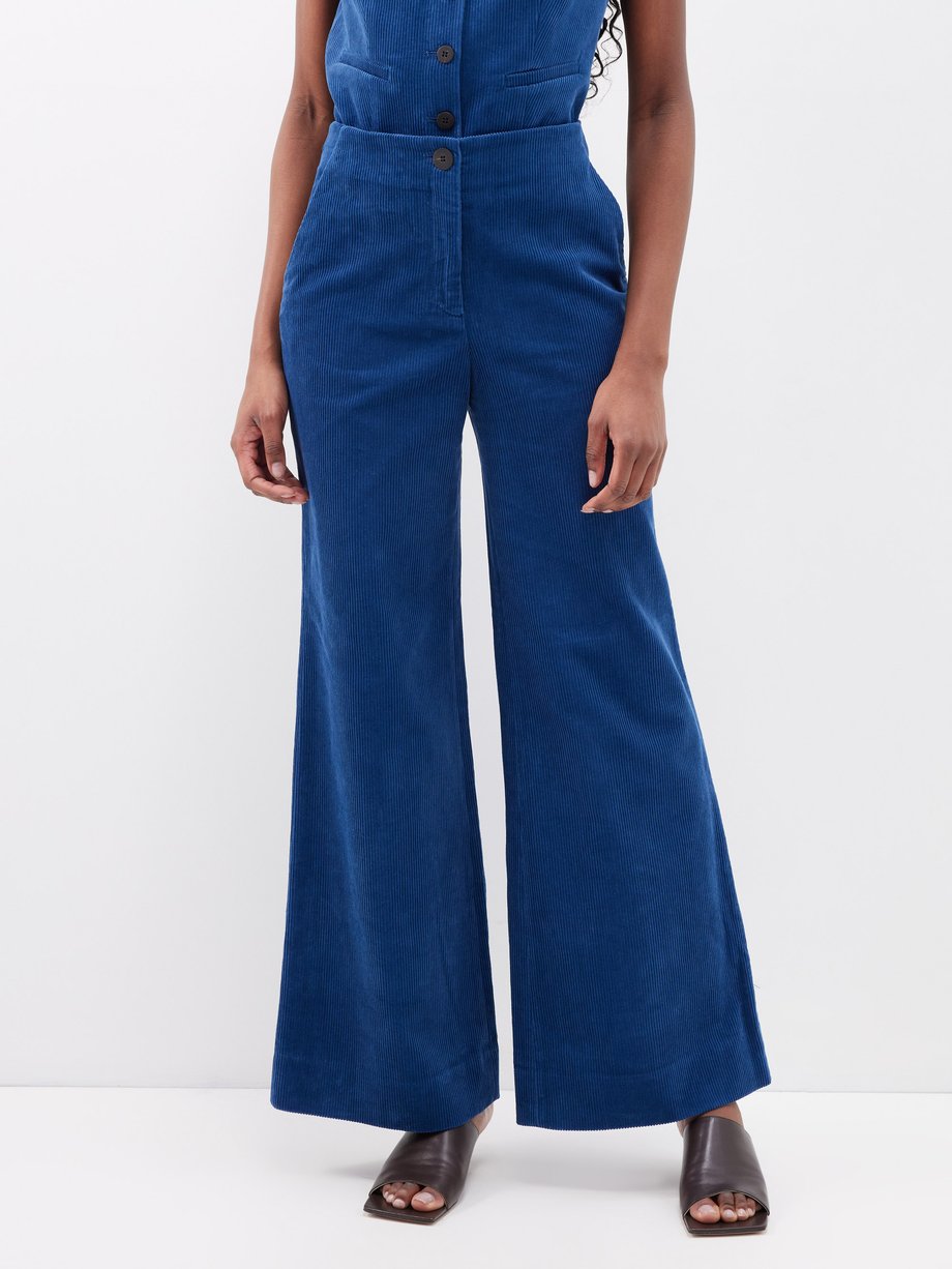 Blue The Harlow cotton-corduroy wide-leg trousers | Cefinn | MATCHES UK