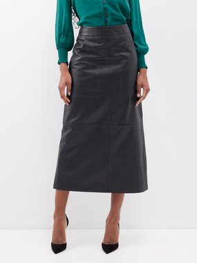 Cefinn The Arlo high-rise leather midi skirt