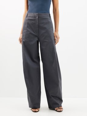 Tibi Sid cotton-blend wide-leg chino trousers