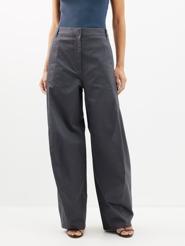 Grey Sid cotton-blend wide-leg chino trousers | Tibi | MATCHES UK