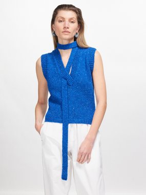 Saks Potts Rosemarie V-neck wool sweater vest