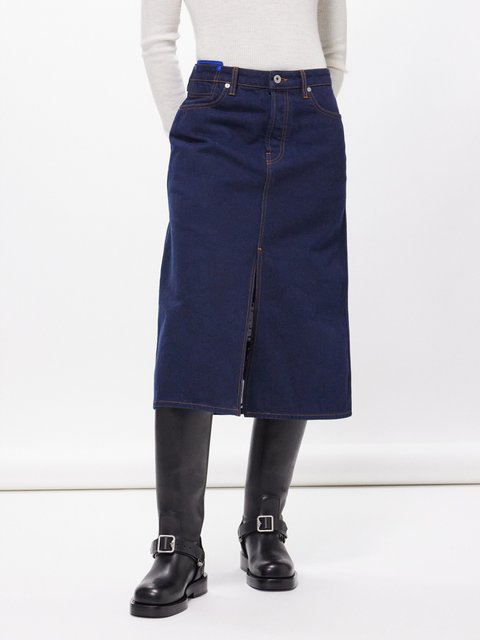 Indigo Denim Midi A-Line Skirt – Tibi Official