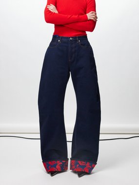 Burberry Printed-cuff wide-leg jeans