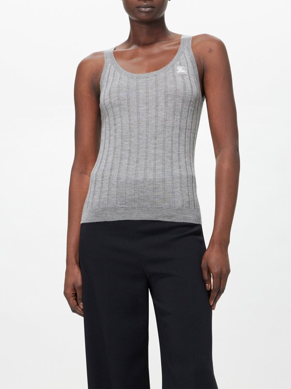 Burberry Equestrian Knight-embroidered cashmere tank top