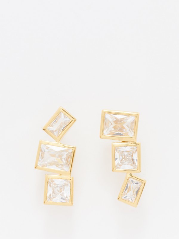 Completedworks Square cubic zirconia & 18kt gold-vermeil earrings