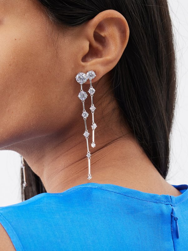 Completedworks Graduated crystal & rhodium-plated drop earrings