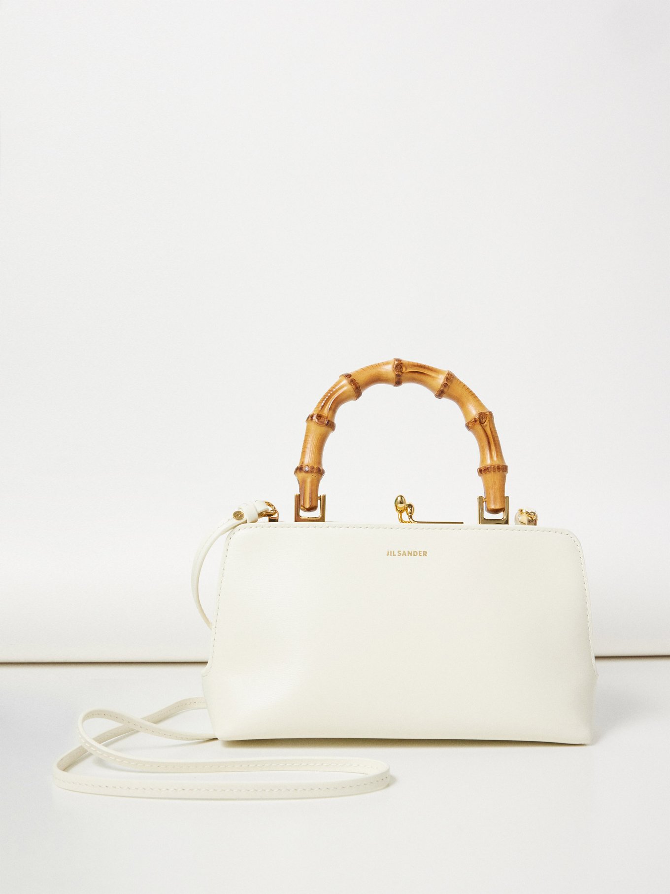 Goji bamboo handle leather handbag Jil Sander