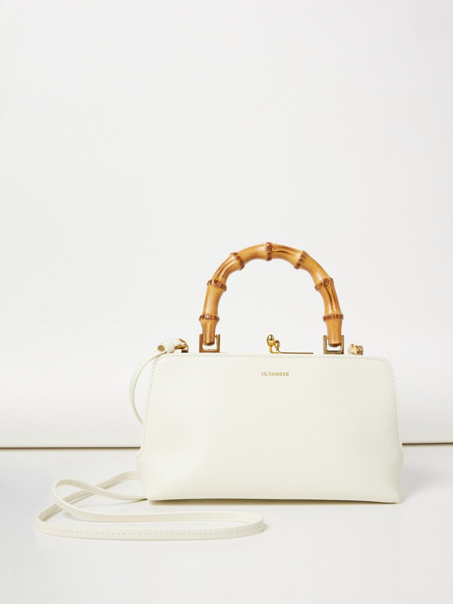 Leather bag with bamboo handle new arrivals