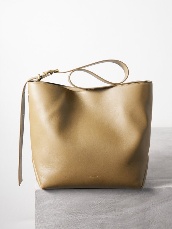 Jil Sander Folded-side leather tote bag
