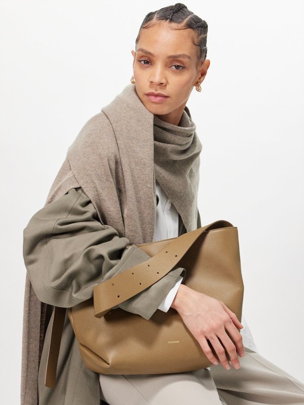 Jil Sander Folded-side leather tote bag