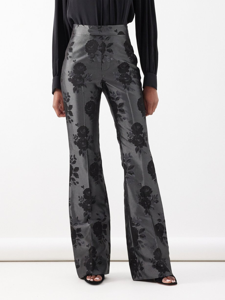 The Vampire's Wife The School floral-jacquard flared trousers