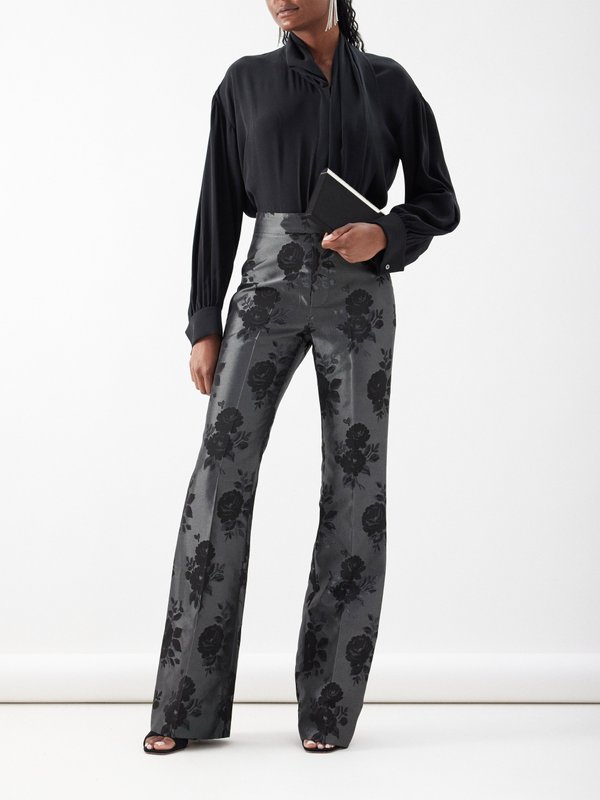 The Vampire's Wife The School floral-jacquard flared trousers