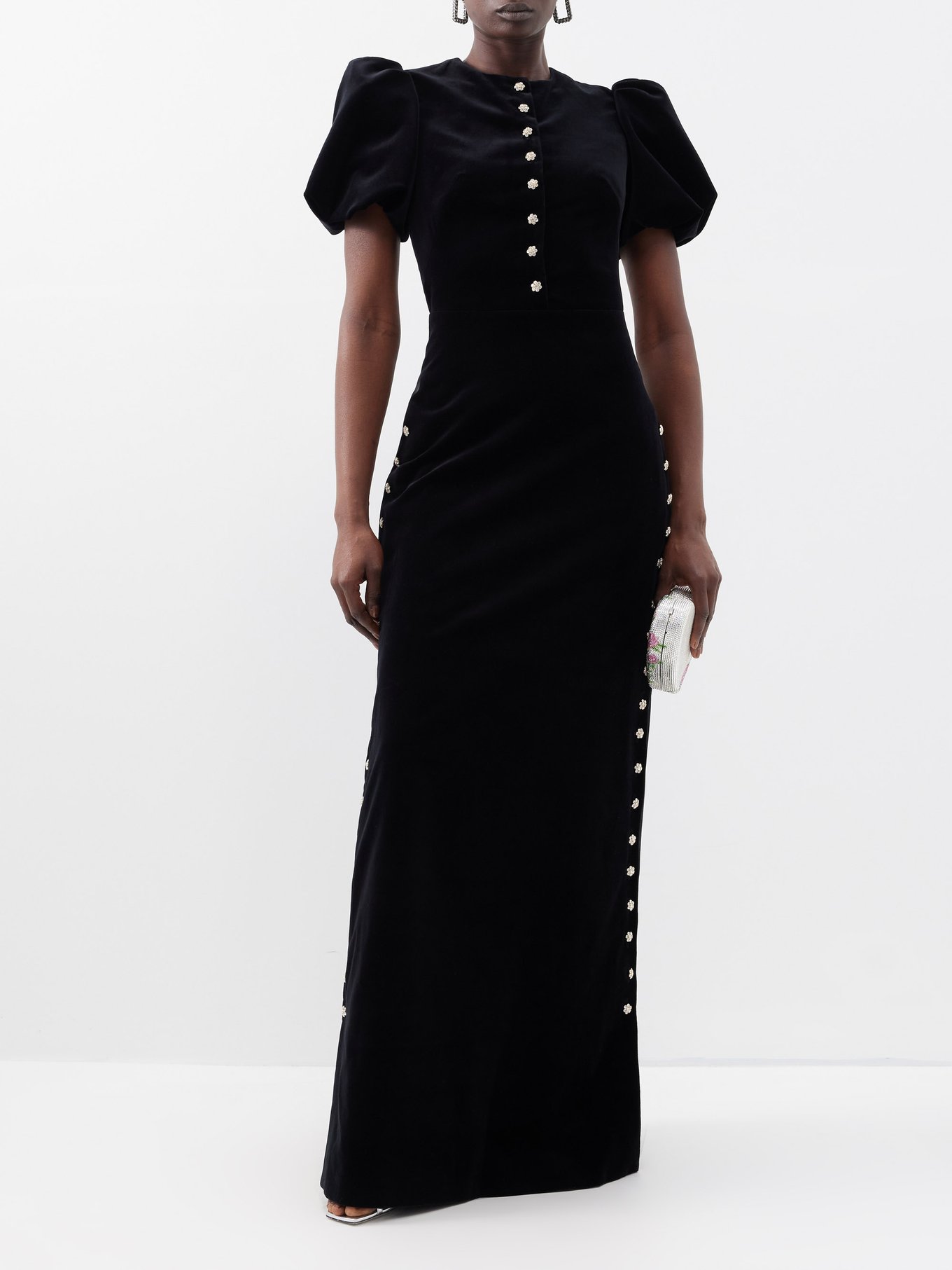 The Vampire#39;s Wife ruffled velvet midi dress - Black