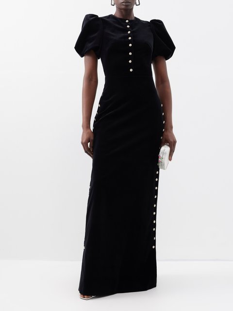 Black The Confessional cotton-velvet gown