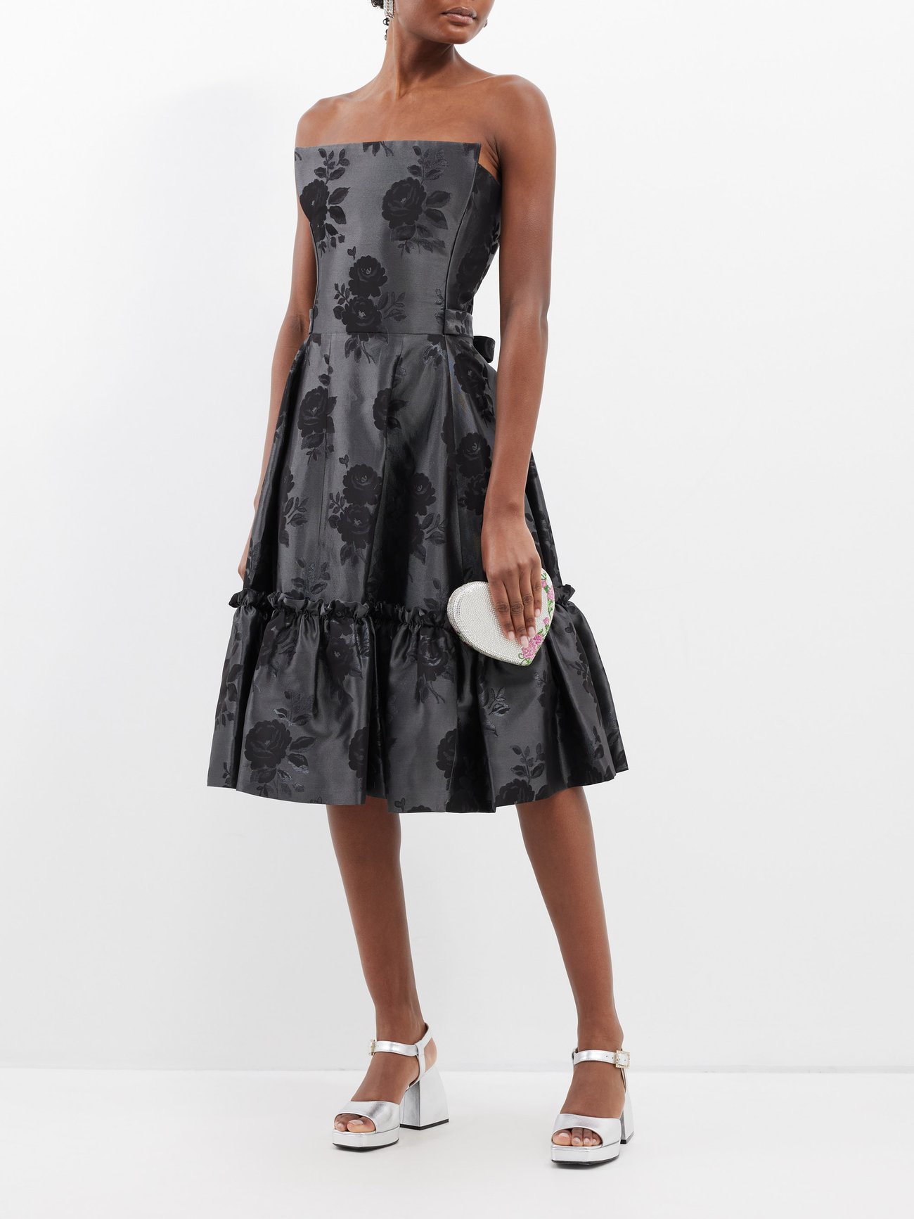 Black The Endurance floral-jacquard satin midi dress, The Vampire's Wife