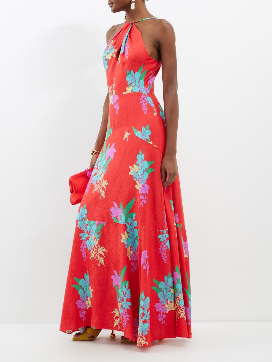 Red Rosie floral-print crepe maxi dress | Borgo De Nor | MATCHES UK