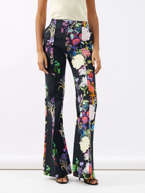 ONLY Dark Green Floral Tie Waist Straight Leg Trousers | New Look