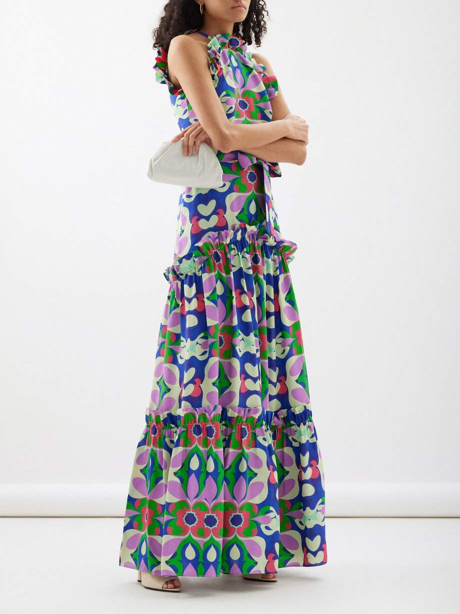 Blue Tatiana floral-print crepe maxi dress | Borgo De Nor | MATCHES UK